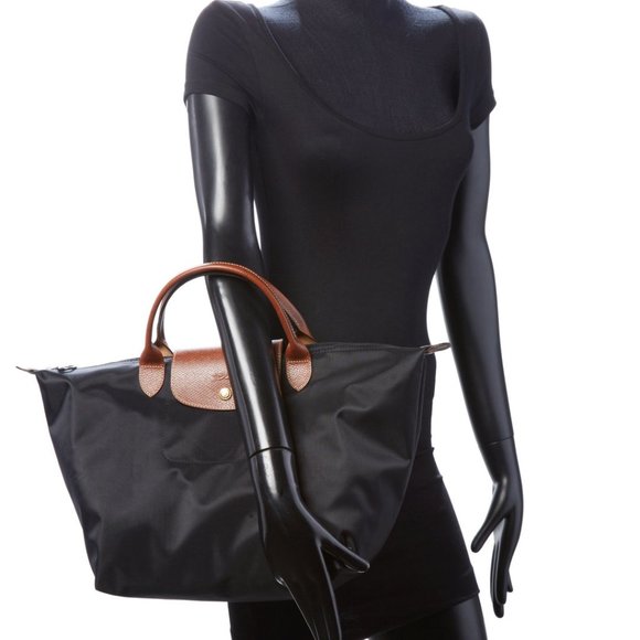 ❤️ NWT LONGCHAMP Le Pliage Type M Medium Short Handle Tote BLACK AUTHENTIC - Picture 4 of 10